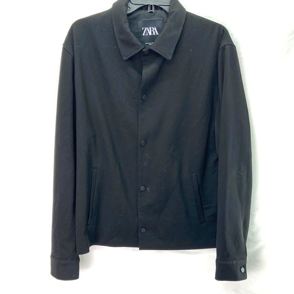 Zara Snap Button-Up Heavy Women's Shirt Black - Size XL - Picture 1 of 5